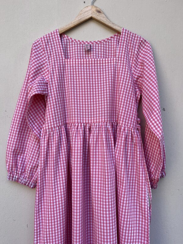 Pink Check Print Dress - Image 5