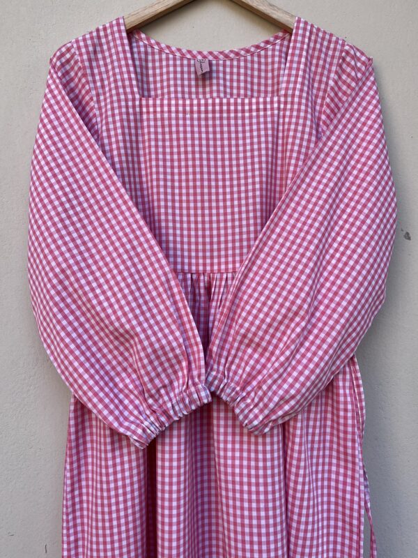 Pink Check Print Dress - Image 4