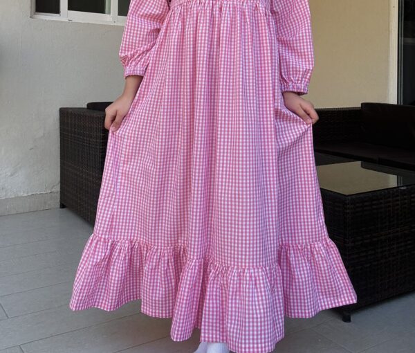 Pink Check Print Dress - Image 3