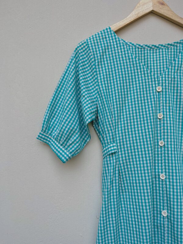 Green Cottage Check Print Dress - Image 3