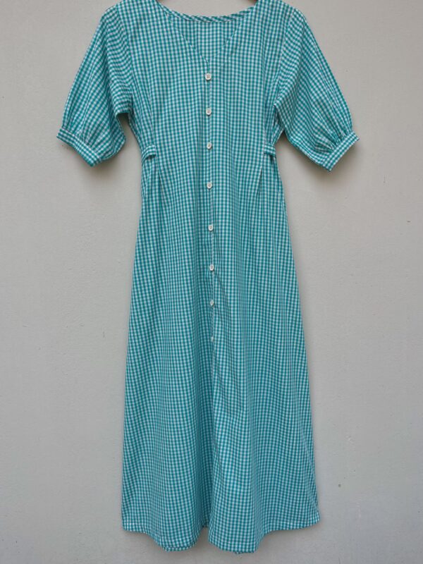 Green Cottage Check Print Dress - Image 5