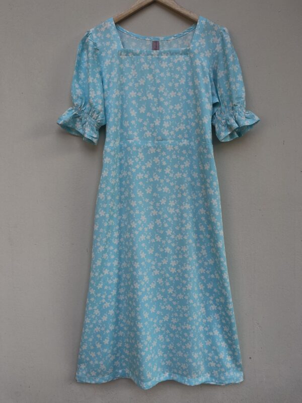 Neon Blue Floral Cottage Dress - Image 5