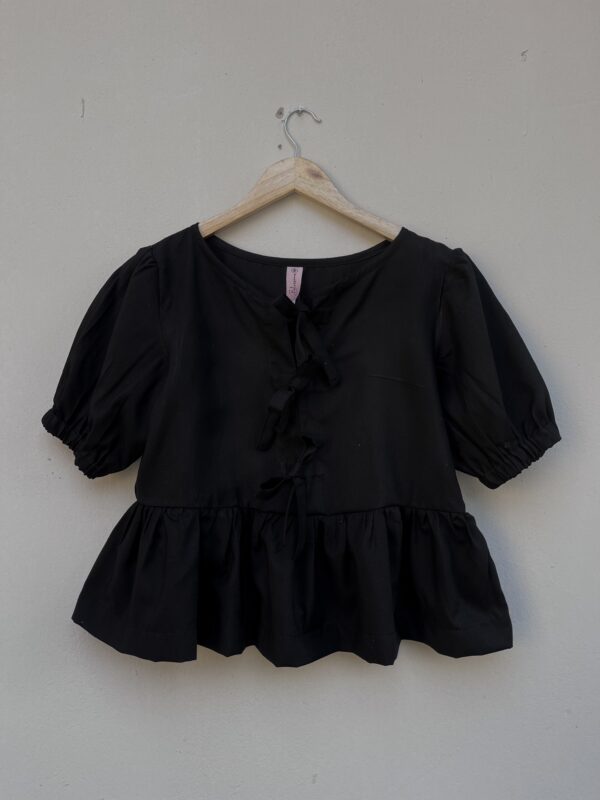 Plain Black Tie Tops - Image 4