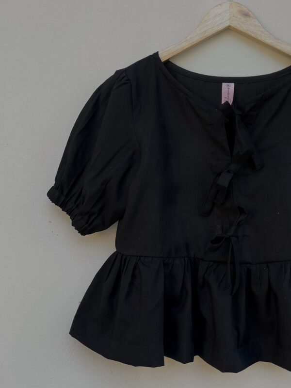 Plain Black Tie Tops - Image 3