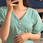 Green Check Print Dress